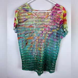 Leoma Lovegrove Blouse Sheer Colorful Embroidered Lace Cottagecore Summer Spring